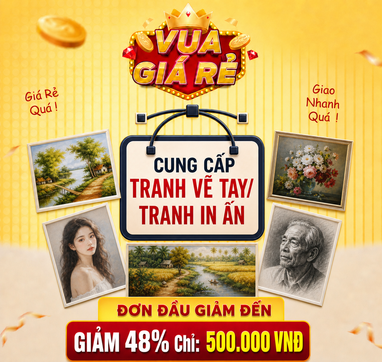 CUNG ỨNG TẤT CẢ DÒNG TRANH VẼ TAY | IN VẢI | 3D-5D giá rẻ