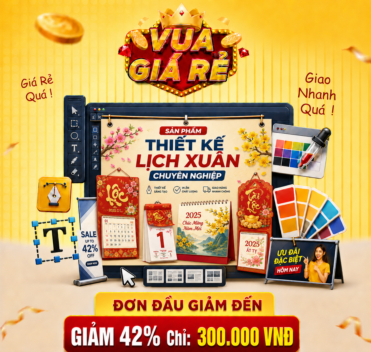 THIẾT KẾ TẤT CẢ CÁC DÒNG LỊCH XUÂN giá rẻ